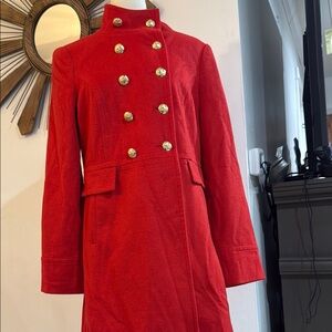 The Limited Red Trench Coat with Stand-Up Collar